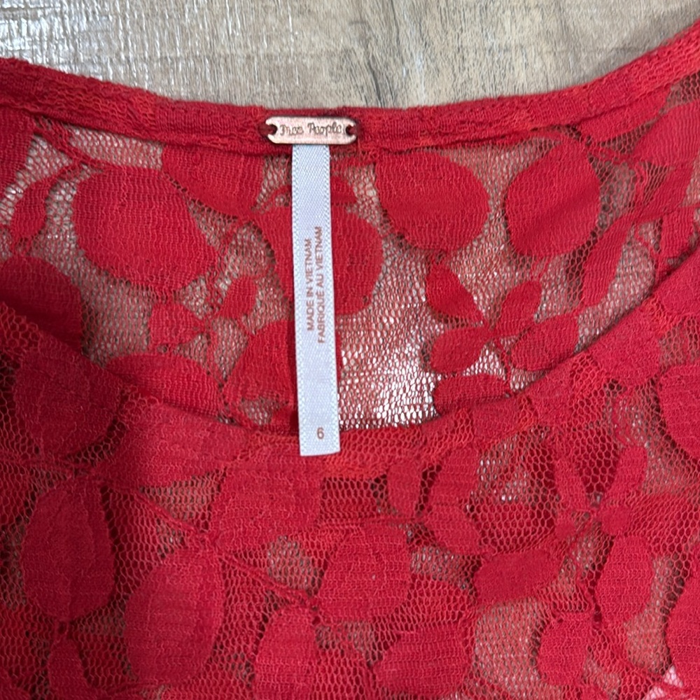 EUC Free People Floral Mesh Lace Dress Size 6 - Picture 5 of 11